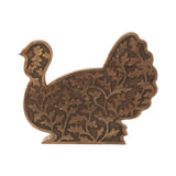 Dark Wooden Harvest Leaf Carved Turkey-Lange General Store