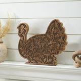 Dark Wooden Harvest Leaf Carved Turkey-Lange General Store