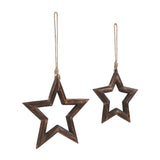 Dark Wooden Star Ornament Set of 2-Lange General Store