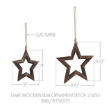 Dark Wooden Star Ornament Set of 2-Lange General Store