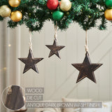 Dark Wooden Star Ornament Set of 3-Lange General Store