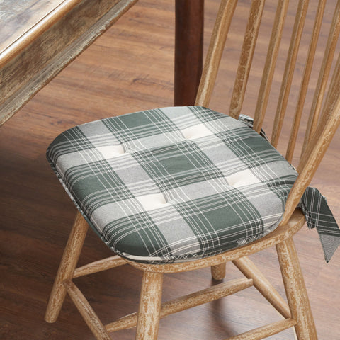 Deep Moss Green Plaid Chair Pad-Lange General Store