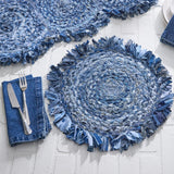 Denim Fringe Braided Round Placemats-Lange General Store