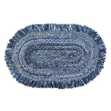 Denim Fringe Braided Rug-Lange General Store