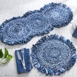 Denim Fringe Braided Table Runner 34"-Lange General Store