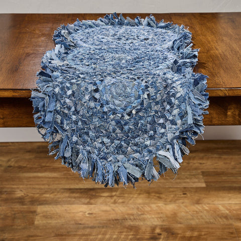 Denim Fringe Braided Table Runner 34"-Lange General Store