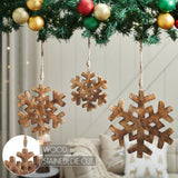 Distressed Dark Wooden Snowflake Ornament Set of 3-Lange General Store
