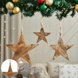 Distressed Dark Wooden Star Ornament Set of 3-Lange General Store