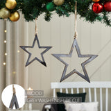 Distressed Gray Wooden Star Ornament Set of 2-Lange General Store