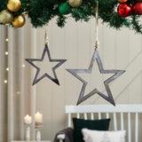 Distressed Gray Wooden Star Ornament Set of 2-Lange General Store