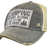 Distressed Trucker Cap - Camping Without Alcohol-Lange General Store