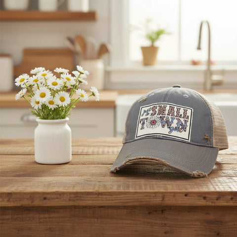 Distressed Trucker Cap - Just A Small Town Girl Daisy