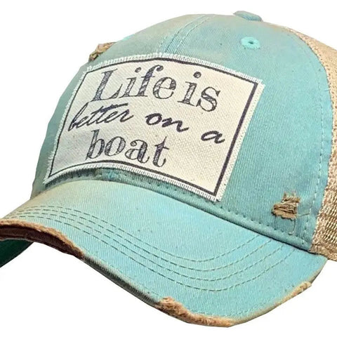 Distressed Trucker Cap - Life Is Better On A Boat-Lange General Store