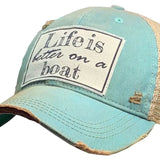Distressed Trucker Cap - Life Is Better On A Boat-Lange General Store