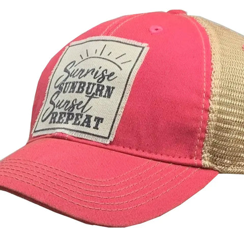 Distressed Trucker Cap - Sunrise Sunburn Sunset Repeat-Lange General Store