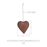 Dotted Metal Heart Ornament Set of 6-Lange General Store