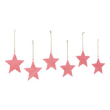 Dotted Metal Star Ornaments Red Set of 6-Lange General Store