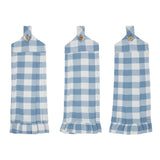 Dusk Blue Check Button Loop Tea Towel Set of 3-Lange General Store