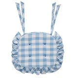 Dusk Blue Check Ruffled Chair Pad-Lange General Store