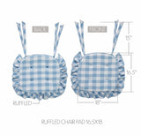 Dusk Blue Check Ruffled Chair Pad-Lange General Store