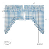 Dusk Buffalo Blue Check Ruffled Swag Curtains