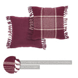 Exton Burgundy Tan Plaid Pillow-Lange General Store