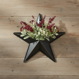 Faceted metal star wall hanging with burgundy flowers replacing lavender