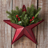 Faceted Metal Star Red Speckle Wall Hanging w/Pocket-Lange General Store
