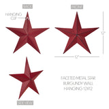 Faceted Metal Wall Star Red - Multiple Sizes-Lange General Store