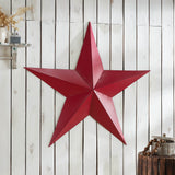 Faceted Metal Wall Star Red - Multiple Sizes-Lange General Store