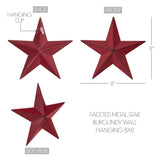 Faceted Metal Wall Star Red - Multiple Sizes-Lange General Store