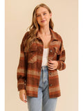 Fall Vibes Plaid Print Shacket - Brown-Lange General Store