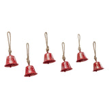 Falling Snow Red Bell Metal Ornament Set of 6-Lange General Store