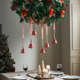 Falling Snow Red Bell Metal Ornament Set of 6-Lange General Store