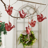 Falling Snow Red Bird Metal Ornament Set of 6-Lange General Store