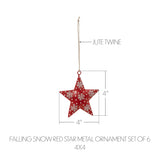 Falling Snow Red Star Metal Ornament Set of 6-Lange General Store