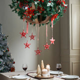 Falling Snow Red Star Metal Ornament Set of 6-Lange General Store