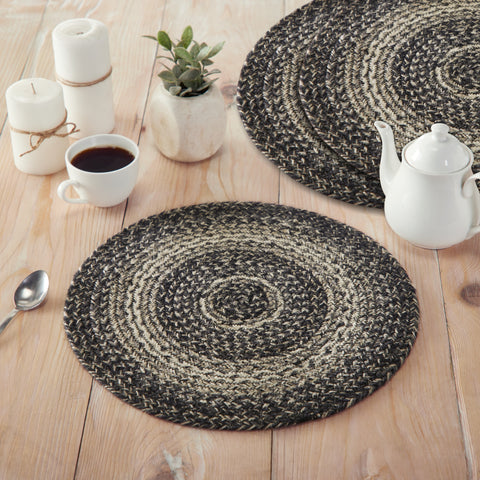 Farmstead Black Braided Trivet 15" Set of 3