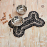 Farmstead Black Dog Bone Braided Waterproof Rug Mat – Small 11.5x17.5 – Soft Black, Creme, Charcoal Grey