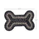 Farmstead Black Dog Bone Braided Waterproof Rug Mat – Small 11.5x17.5 – Indoor Outdoor Pet Bowl Mat