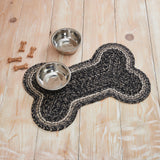 Farmstead Black Dog Bone Braided Waterproof Rug Mat – Medium 15x23 – Soft Black, Creme, Charcoal Grey