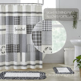 Farmstead Black Patchwork Cotton Shower Curtain-Lange General Store