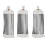 Farmstead Black Ticking Stripe Button Loop Tea Towel Set of 3-Lange General Store