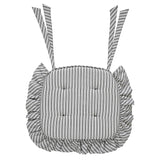 Farmstead Black Ticking Stripe Ruffled Chair Pad-Lange General Store