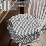 Farmstead Black Ticking Stripe Ruffled Chair Pad-Lange General Store