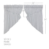 Farmstead Blue Ticking Stripe Prairie Swag Curtains