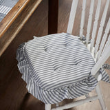 Farmstead Blue Ticking Stripe Ruffled Chair Pad-Lange General Store