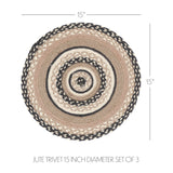 Farmstead Charcoal Braided Trivet 15" Set of 3