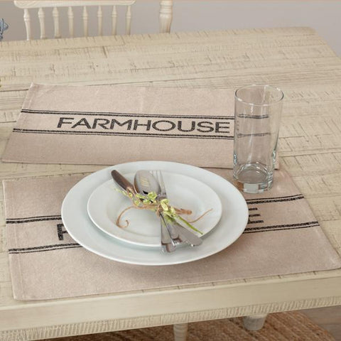 Farmstead Charcoal Cotton Farmhouse Placemats Set of 6-Lange General Store