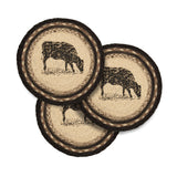Farmstead Charcoal Cow Braided Trivet 8 inch Diameter Set of 3